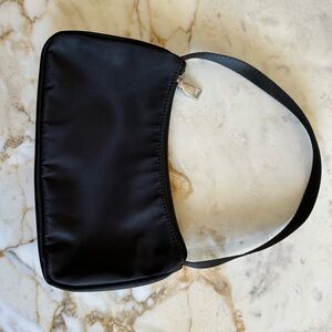 Black Satin Shoulder Bag